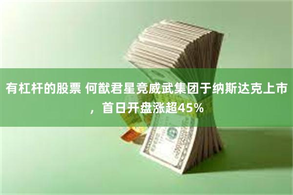 有杠杆的股票 何猷君星竞威武集团于纳斯达克上市，首日开盘涨超45%